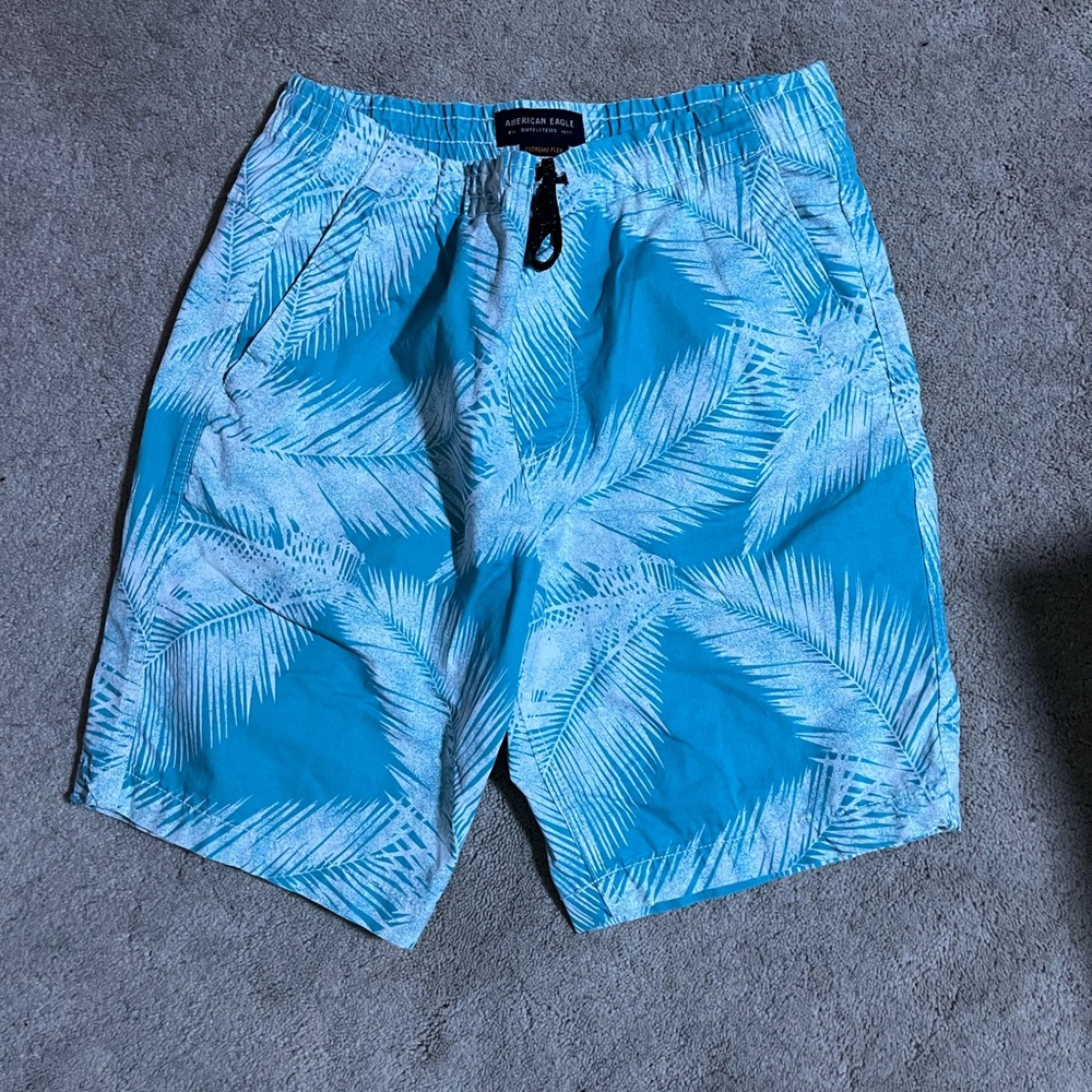 American Eagle Men’s Blue Palm Print Swim Shorts